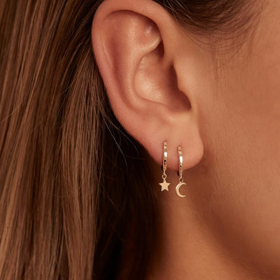By Charlotte 14k Gold Over The Moon Single Hoop Earring