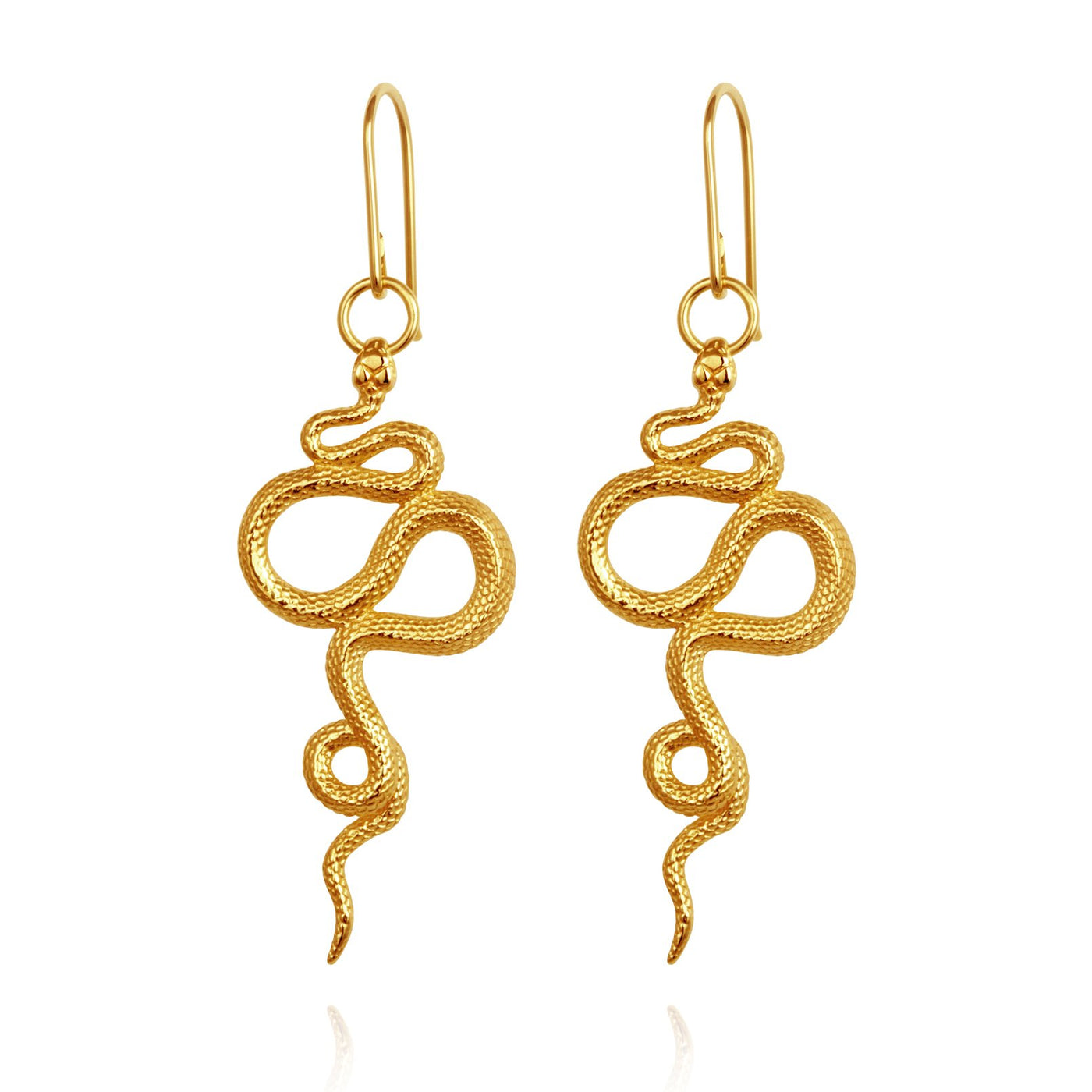 Temple of the Sun Snake Earrings, Gold