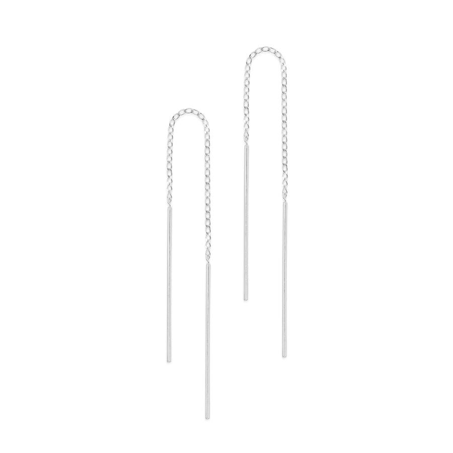 By Charlotte 14k White Gold Purity Single Thread Earring