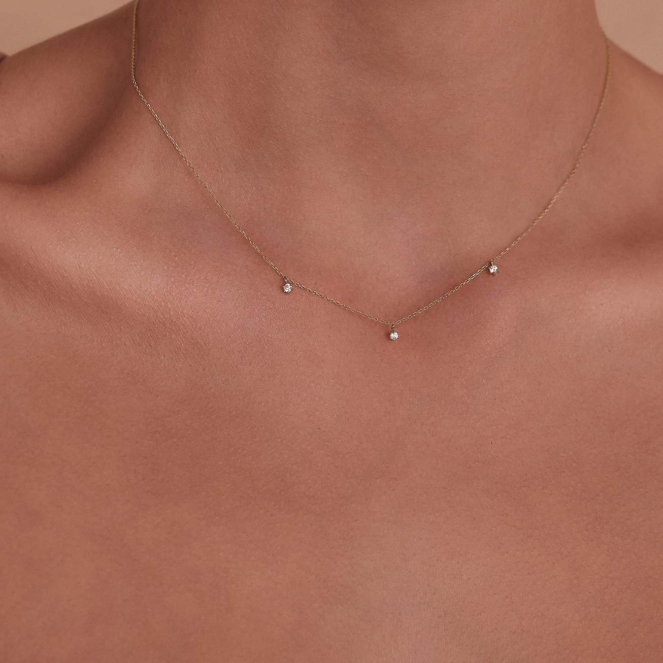 By Charlotte 14k Gold Droplets Diamond Necklace