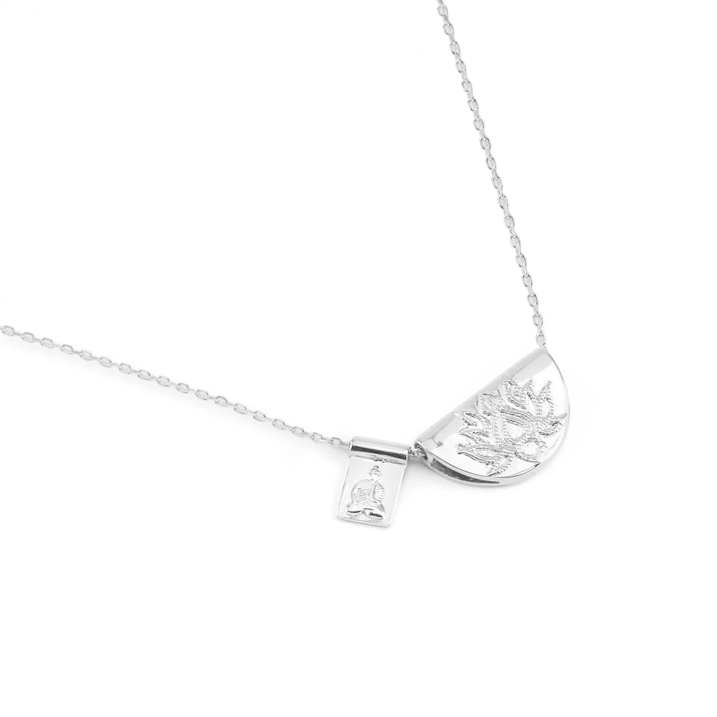 By Charlotte Lotus and Little Buddha Necklace, Silver