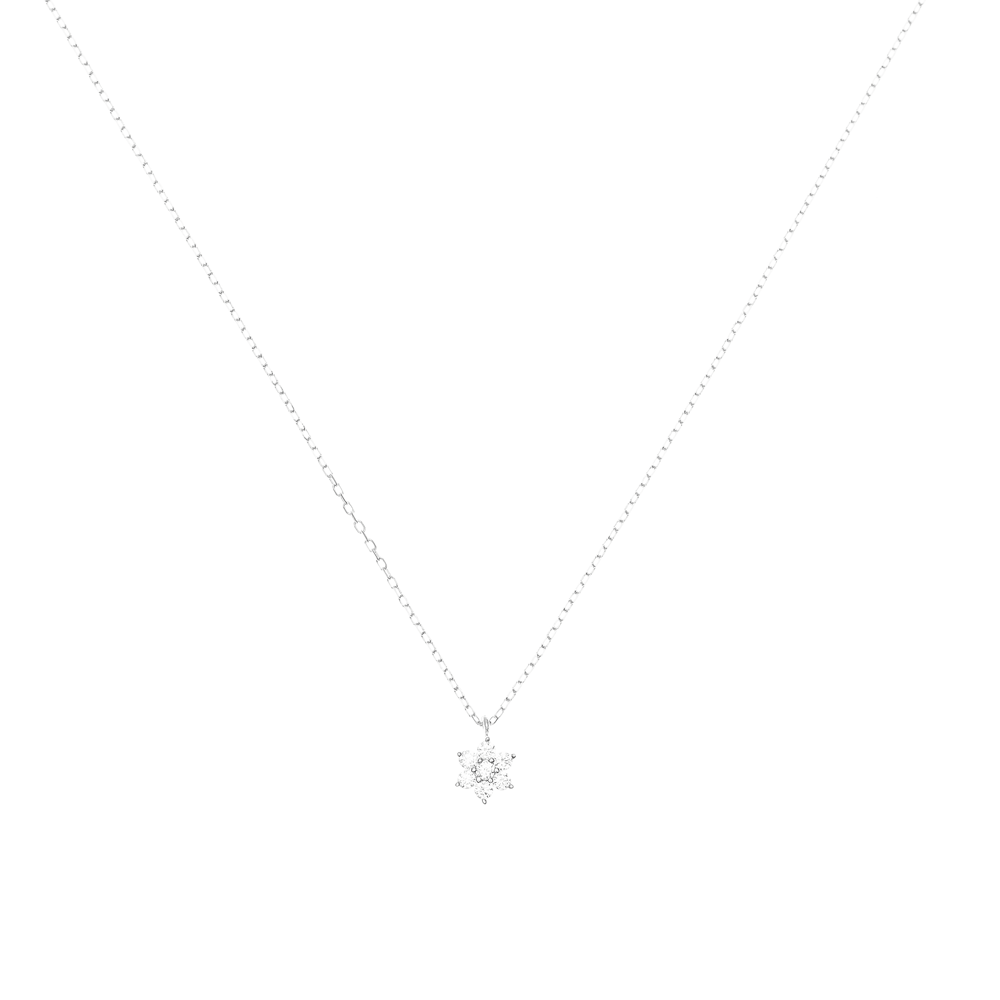 By Charlotte 14k White Gold Crystal Lotus Flower Necklace