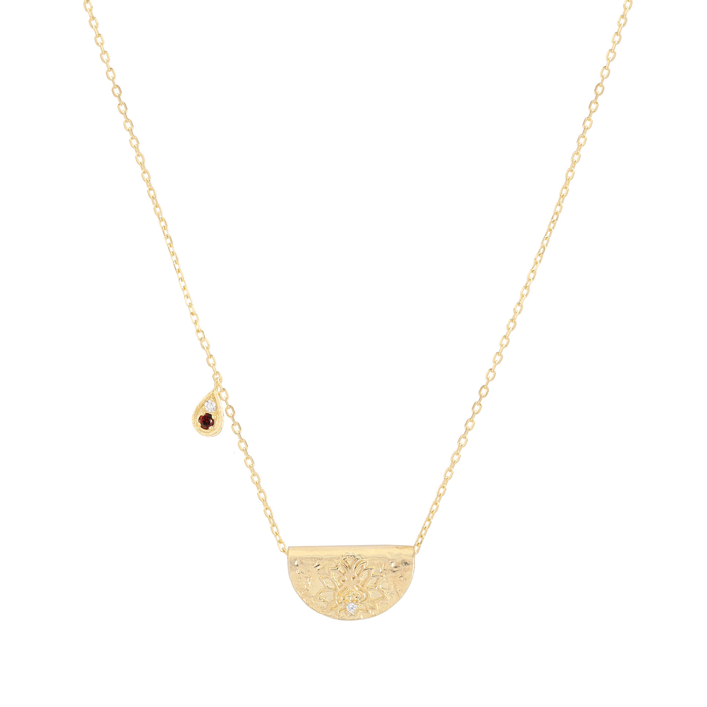 By Charlotte Lotus Birthstone Necklace (January), Gold