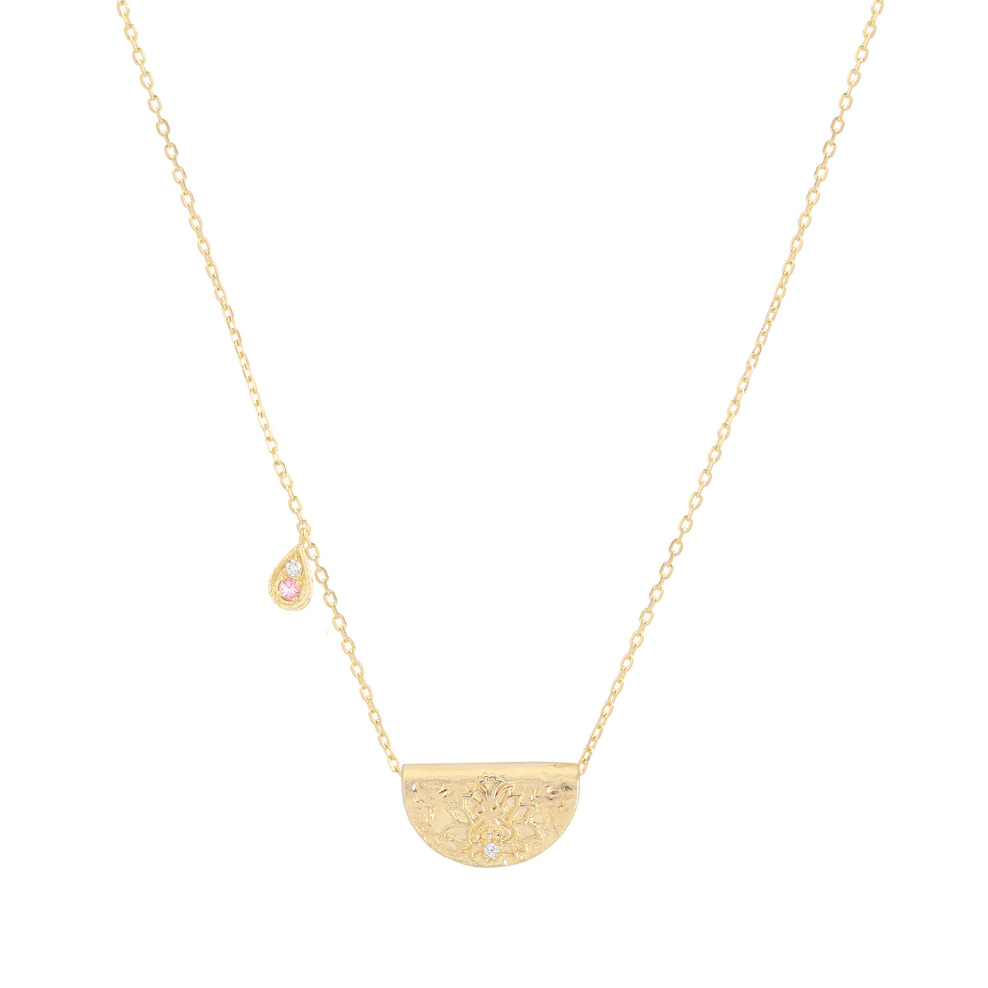 By Charlotte Lotus Birthstone Necklace (October), Gold