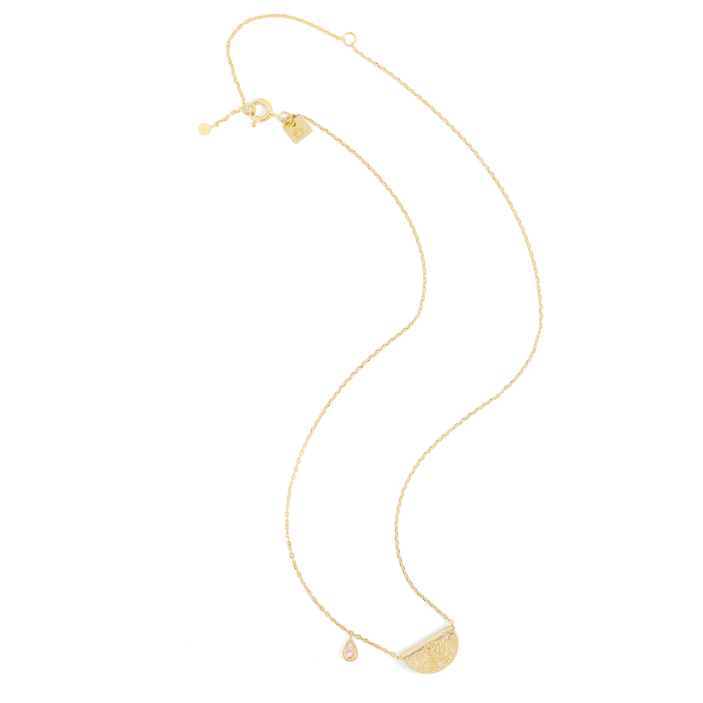 By Charlotte Lotus Birthstone Necklace (October), Gold