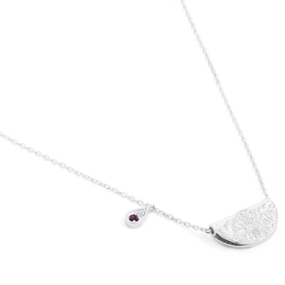 By Charlotte Lotus Birthstone Necklace (February), Silver
