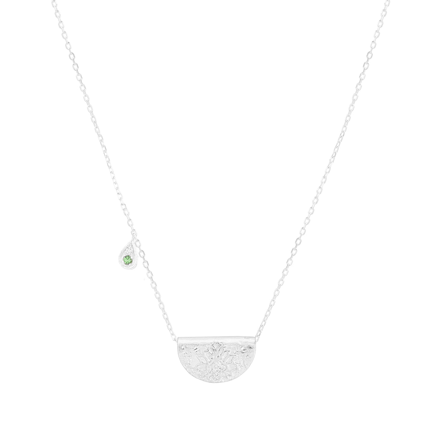 By Charlotte Lotus Birthstone Necklace (May), Silver