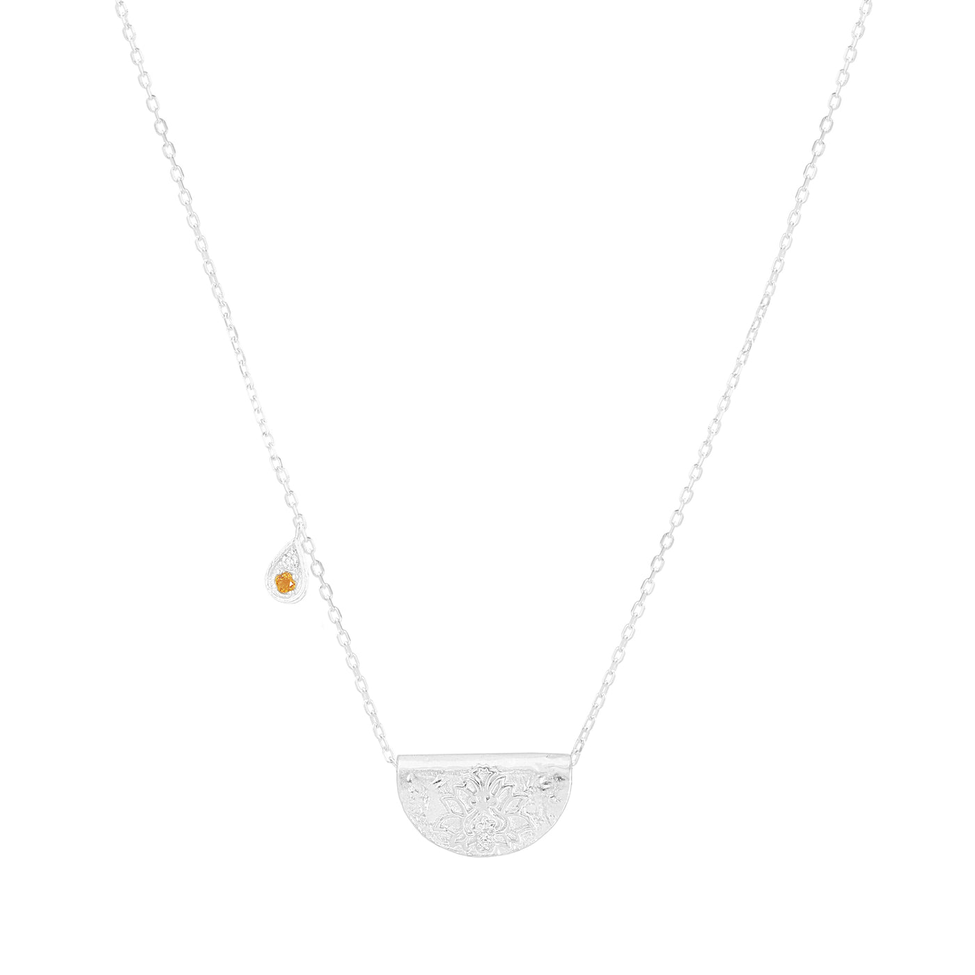 By Charlotte Lotus Birthstone Necklace (November), Silver