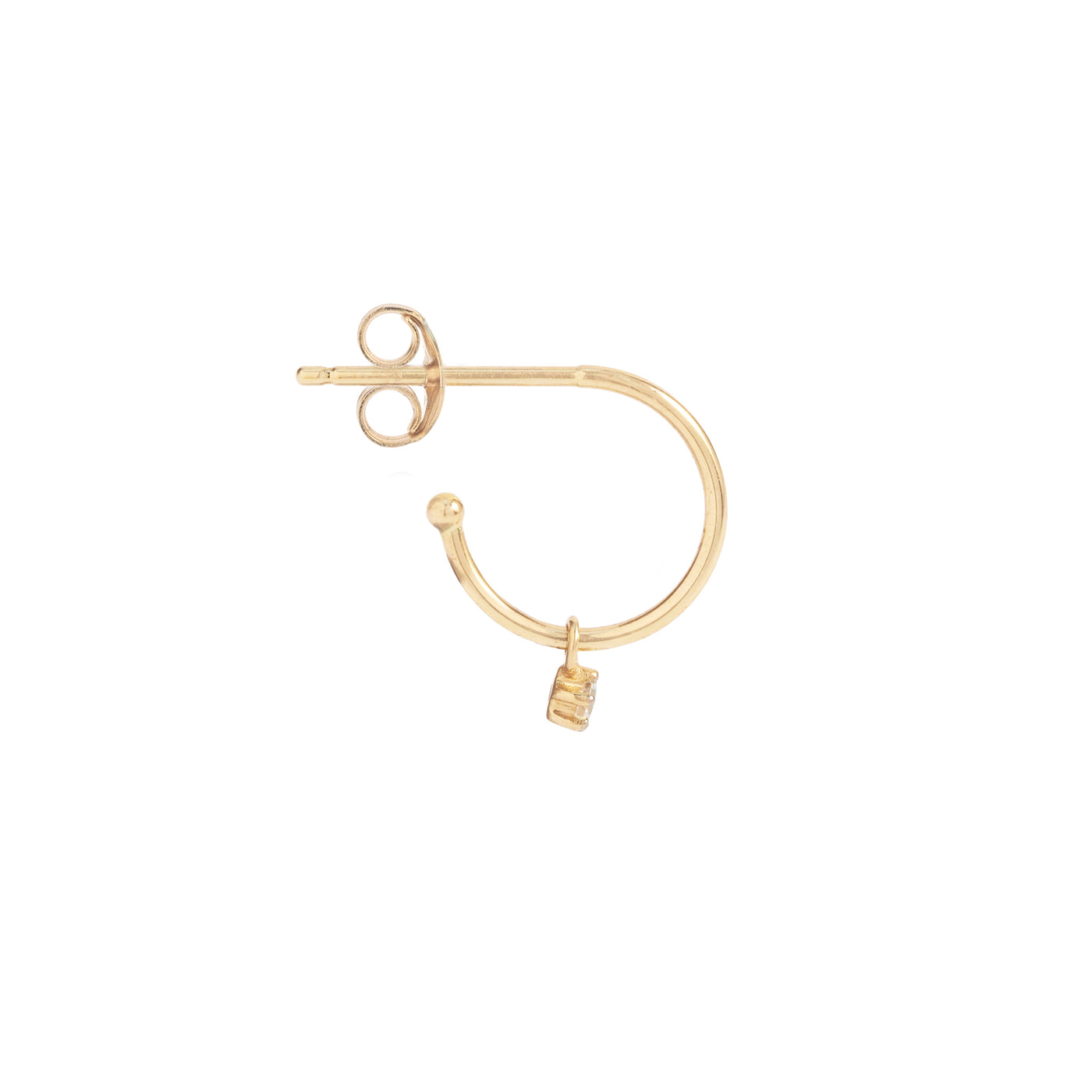 By Charlotte 14k Gold Sweet Droplet Diamond Single Hoop Earring