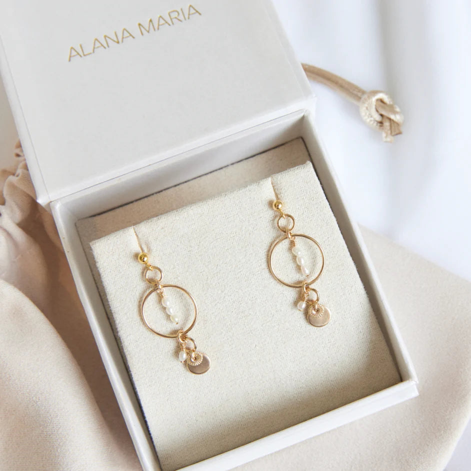 Alana Maria Elsa Pearl Earrings, Gold