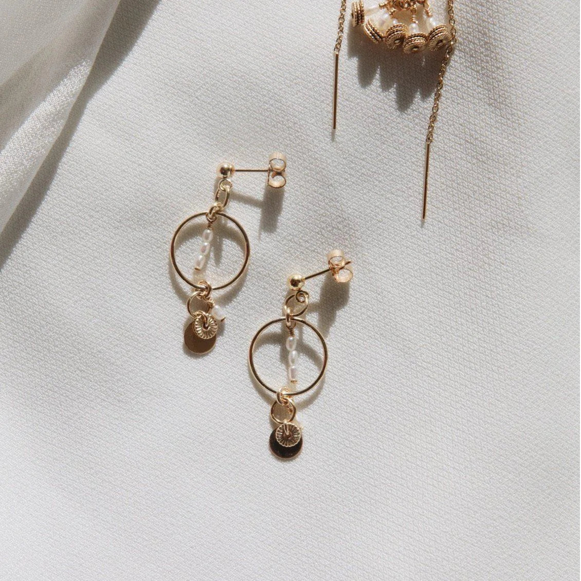 Alana Maria Elsa Pearl Earrings, Gold