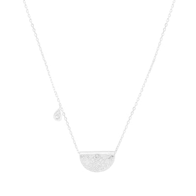 By Charlotte Lotus Birthstone Necklace (April), Silver