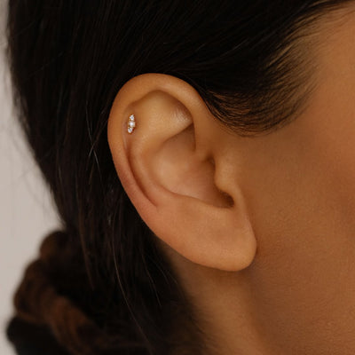 By Charlotte 14k Gold Diamond Angelic Cartilage Single Flatback Earring
