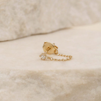 By Charlotte 14k Gold Diamond Sweet Droplet Chain Single Stud Earring