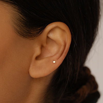 By Charlotte 14k Gold Lunar Cartilage Single Flatback Earring
