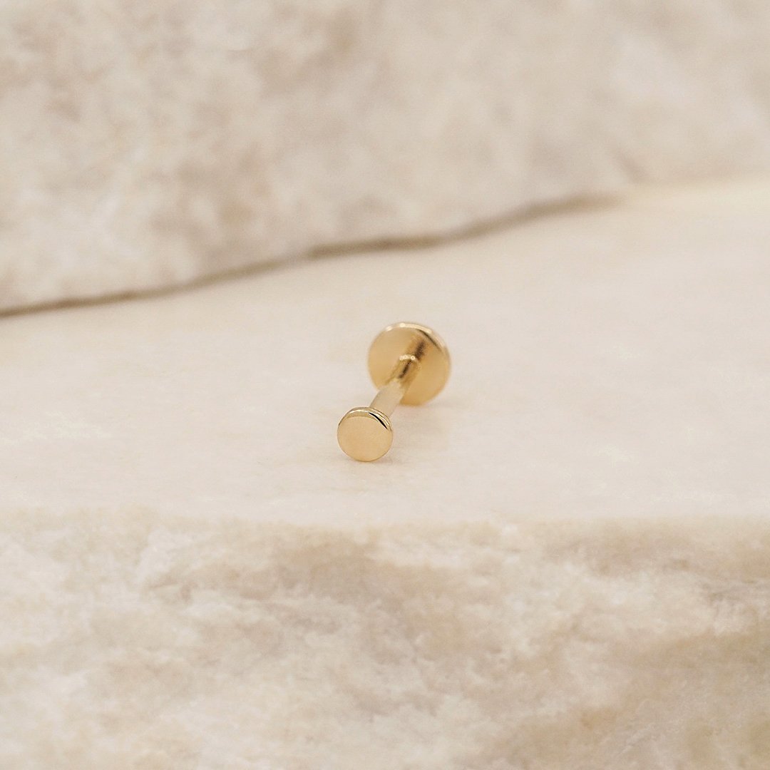 By Charlotte 14k Gold Lunar Cartilage Single Flatback Earring