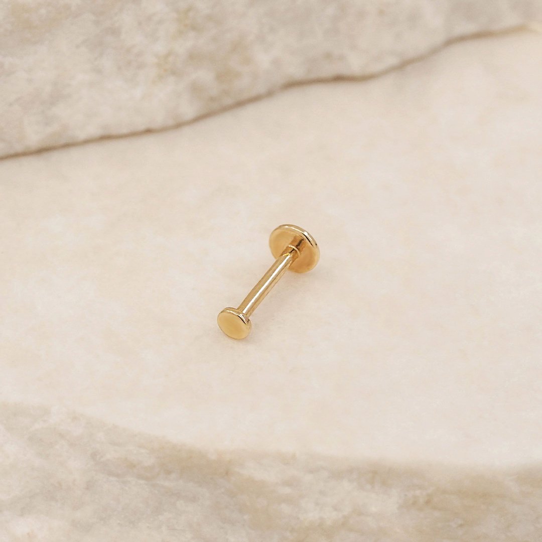 By Charlotte 14k Gold Lunar Cartilage Single Flatback Earring