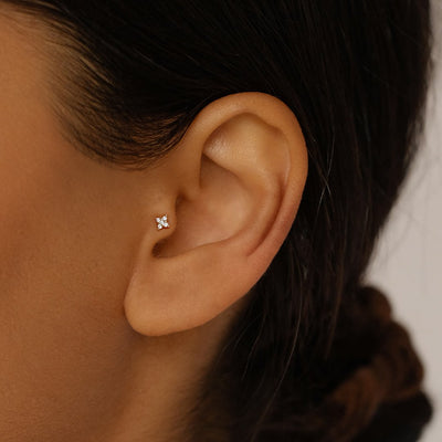By Charlotte 14k Gold Diamond Sacred Cartilage Single Flatback Earring