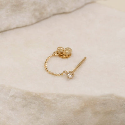 By Charlotte 14k Gold Diamond Sweet Droplet Chain Single Stud Earring