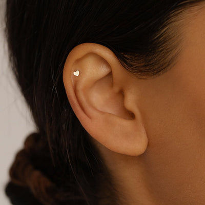 By Charlotte 14k Gold Sweetheart Cartilage Single Flatback Earring