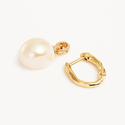 By Charlotte Embrace Stillness Pearl Hoops, Gold or Silver