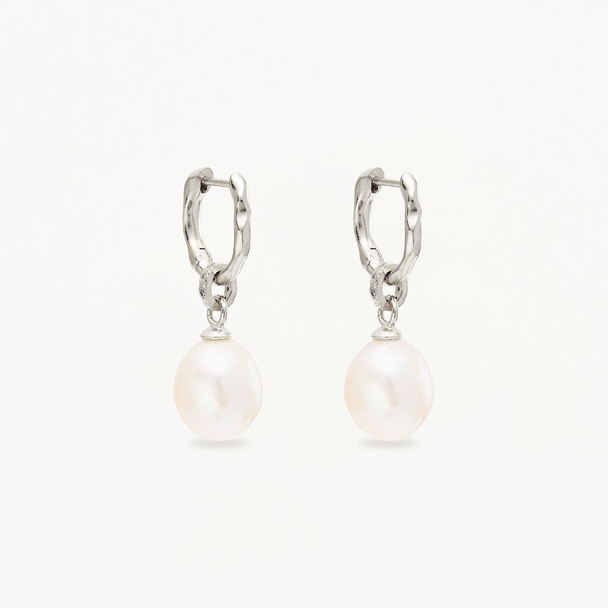 By Charlotte Embrace Stillness Pearl Hoops, Gold or Silver