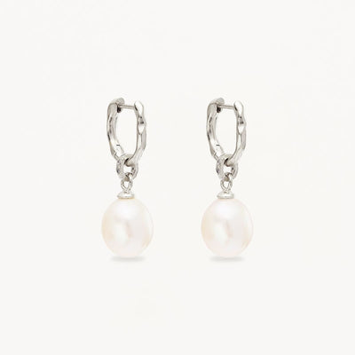 By Charlotte Embrace Stillness Pearl Hoops, Gold or Silver