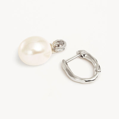 By Charlotte Embrace Stillness Pearl Hoops, Gold or Silver