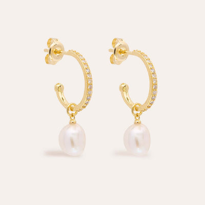 By Charlotte Intention Of Peace Pearl Hoops, Gold or Silver