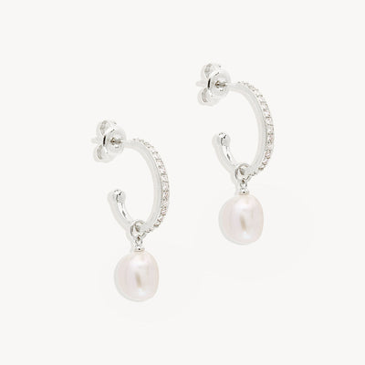 By Charlotte Intention Of Peace Pearl Hoops, Gold or Silver