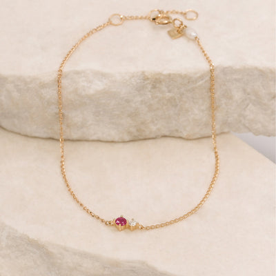 By Charlotte 14k Gold July Ruby Birthstone Bracelet