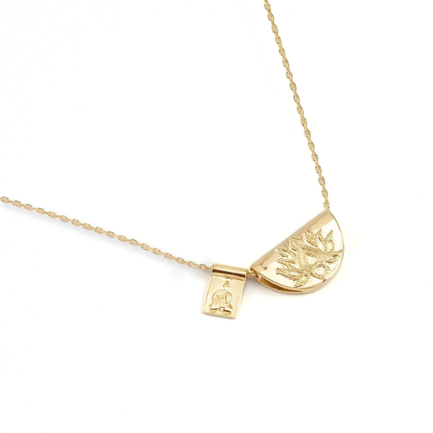 By charlotte Lotus and Little Buddha Necklace, Gold