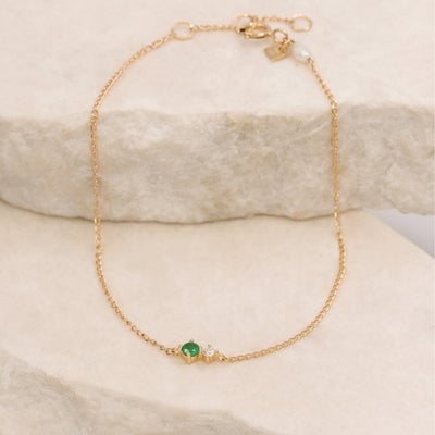 By Charlotte 14k Gold May Emerald Birthstone Bracelet
