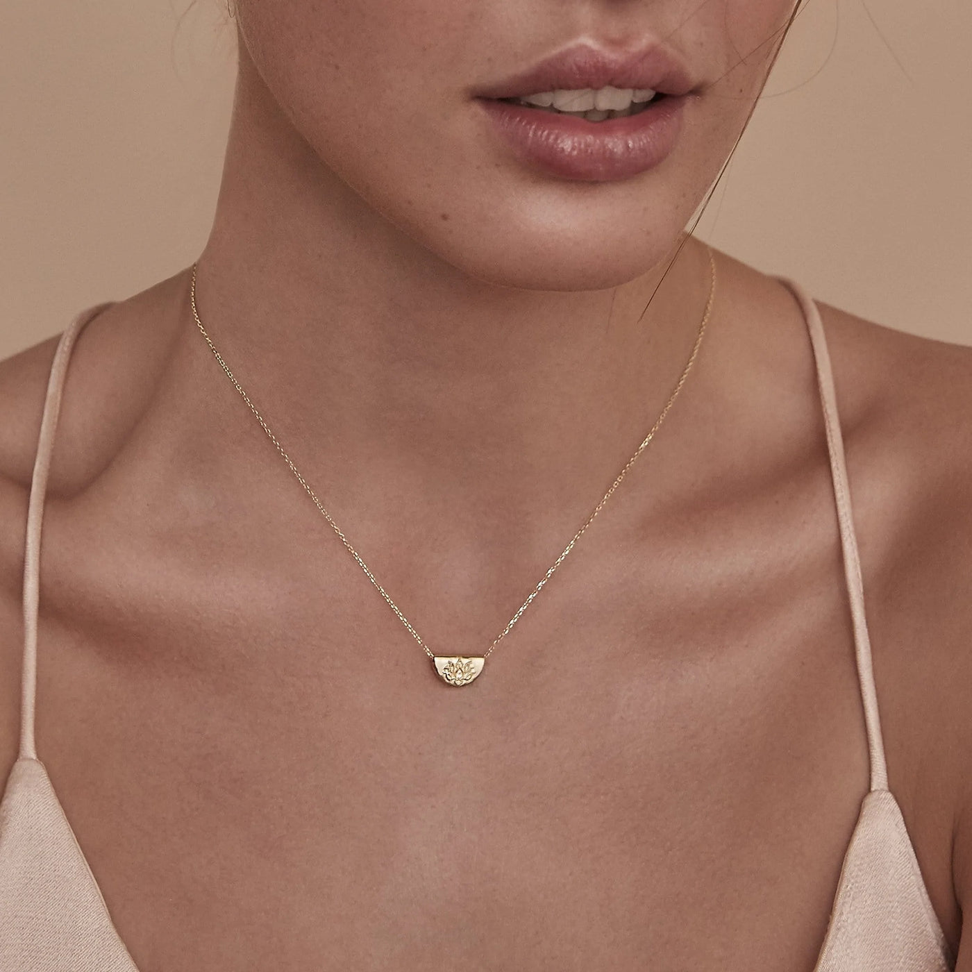 By Charlotte 14k Gold Mini Lotus Necklace