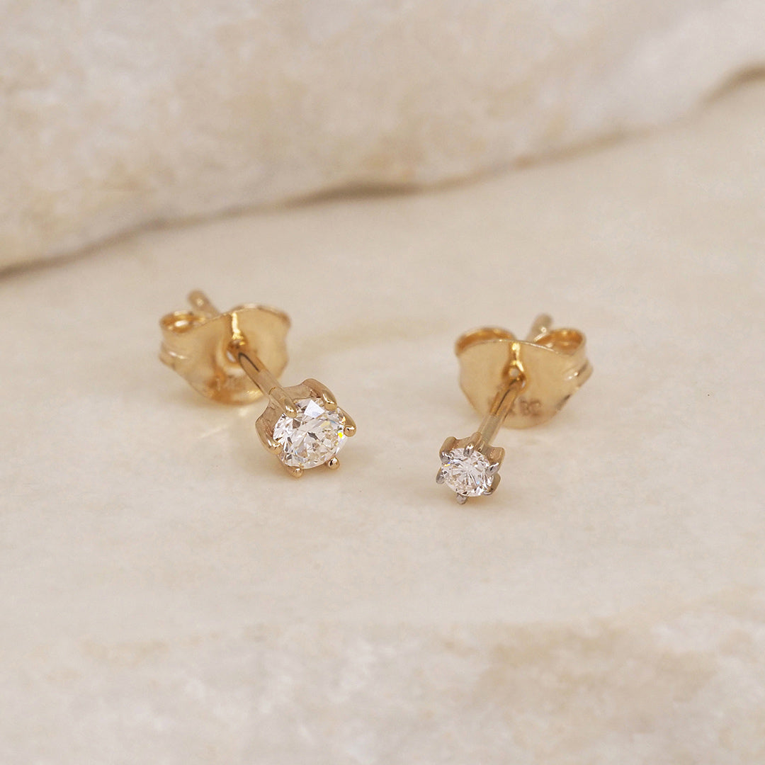By Charlotte 14k Gold Sweet Droplet Diamond Single Stud Earring, 2mm or 3mm