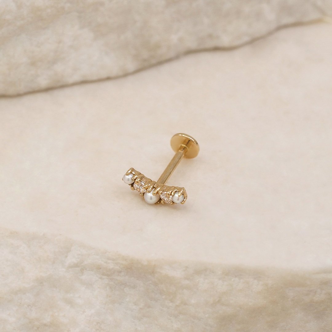 By Charlotte 14k Gold Diamond Whimsical Cartilage Single Flatback Earring