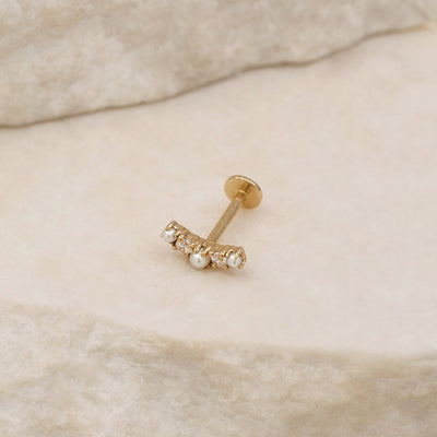 By Charlotte 14k Gold Diamond Whimsical Cartilage Single Flatback Earring