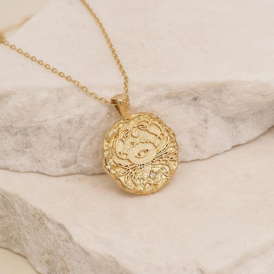 By Charlotte Cancer Written in the Stars Zodiac Necklace, Gold or Silver