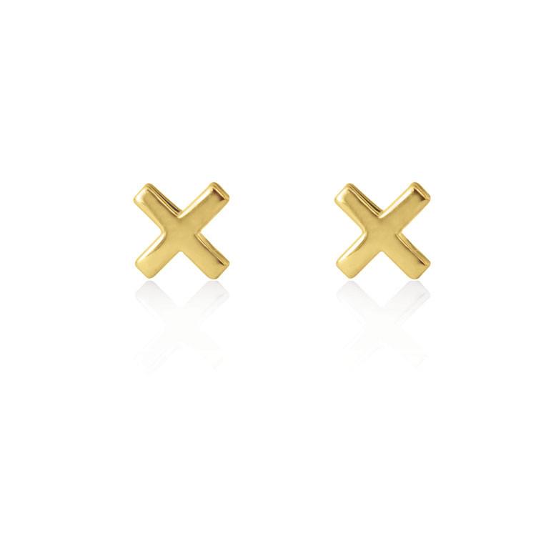 Linda Tahija Cross Stud Earrings, Gold