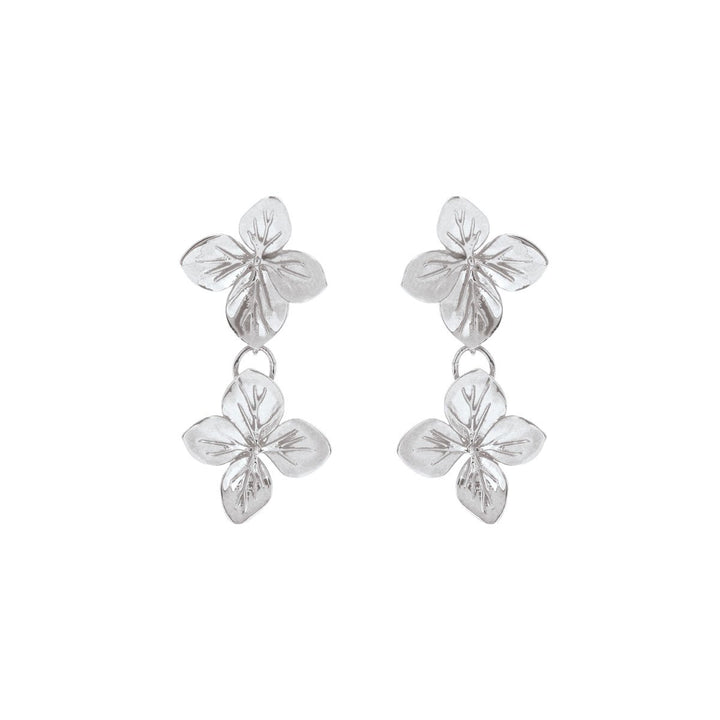 Linda Tahija Hydrangea Double Drop Earrings, Silver