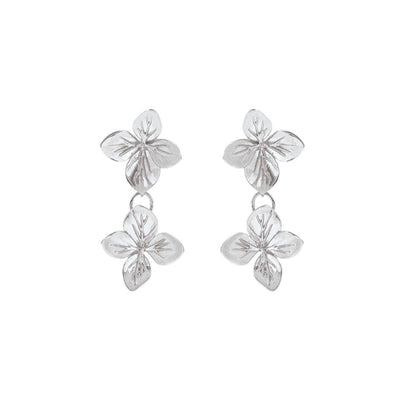 Linda Tahija Hydrangea Double Drop Earrings, Silver