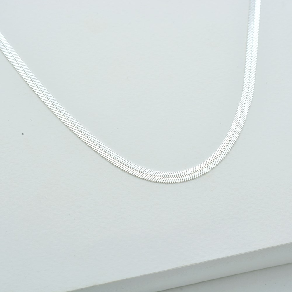 Linda Tahija Herringbone Chain Necklace, Gold or Silver