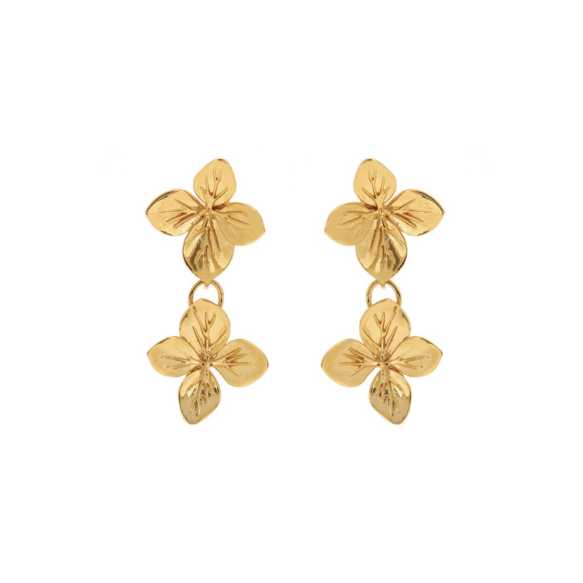 Linda Tahija Hydrangea Double Drop Earrings, Gold