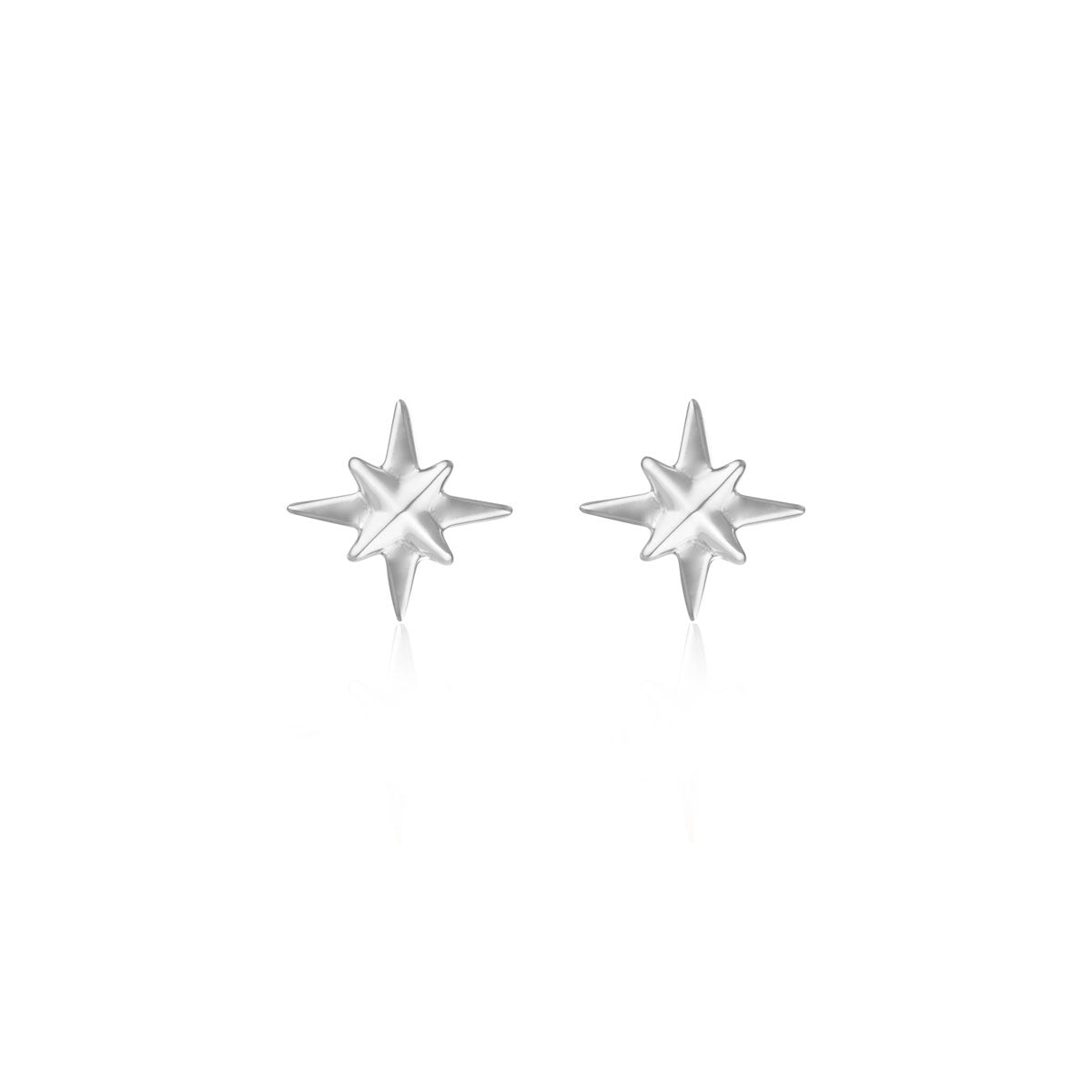 Linda Tahija North Star Stud Earrings, Gold or Silver