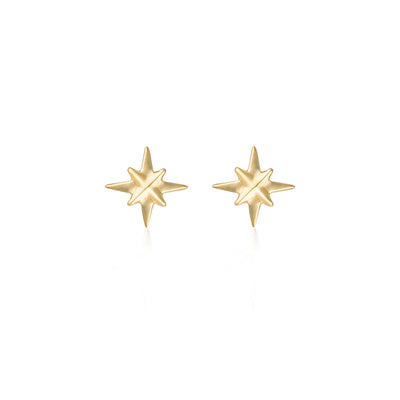 Linda Tahija North Star Stud Earrings, Gold or Silver
