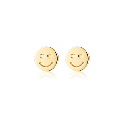 Linda Tahija Smiley Face Stud Earrings, Gold or Silver
