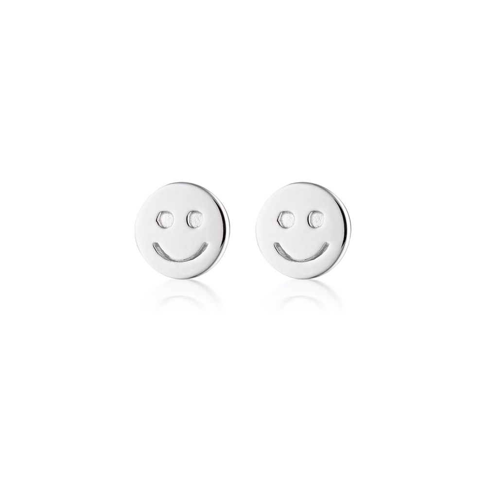 Linda Tahija Smiley Face Stud Earrings, Gold or Silver