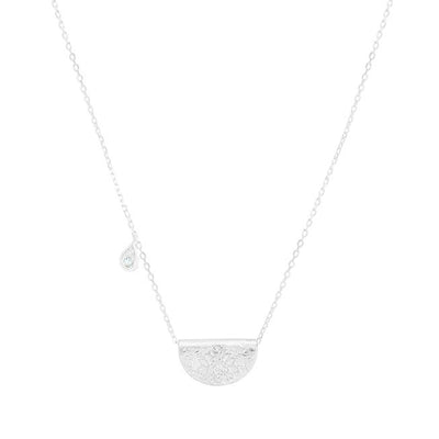 By Charlotte Lotus Birthstone Necklace (March), Silver