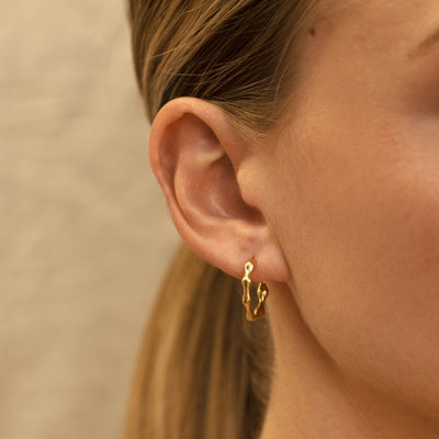 Linda Tahija Organica Huggie Earrings, Gold