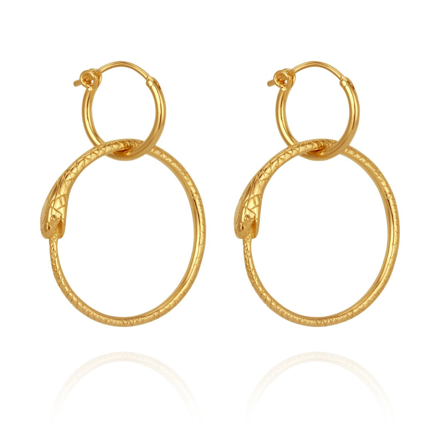 Temple of the Sun Serpent Earrings, Gold